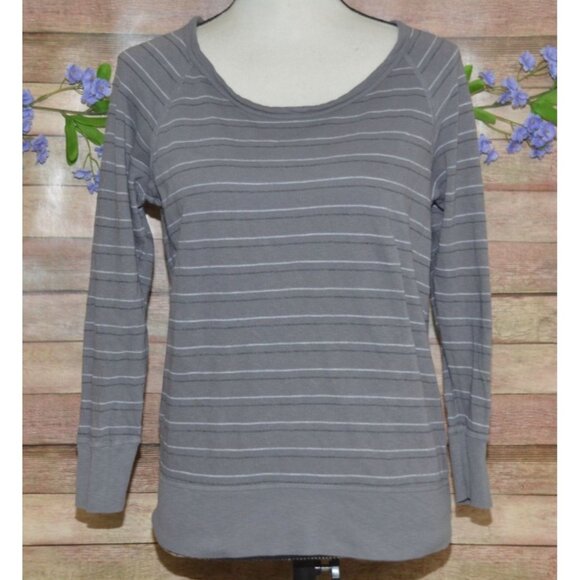 STANDARD JAMES PERSE Size 1 S Gray Stripe Boat Neck Supima Cotton Top Shirt - Picture 1 of 9